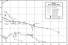 Hurricane Debby Track