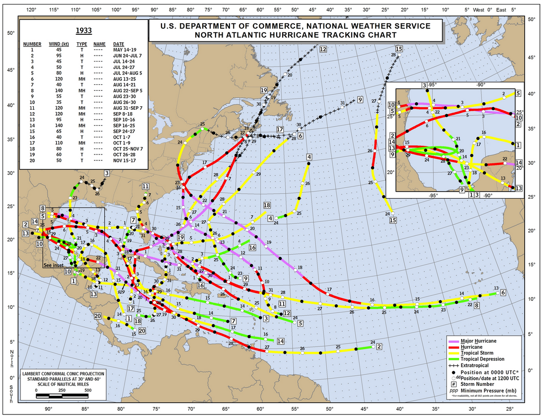 Hurricane Tracks 1851-2023