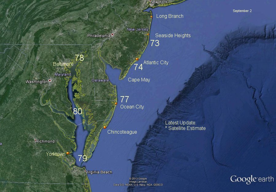 mid atlantic water temps