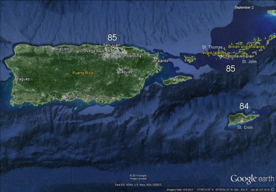 Puerto Rico / Virgin Islands Beach Water Temperature